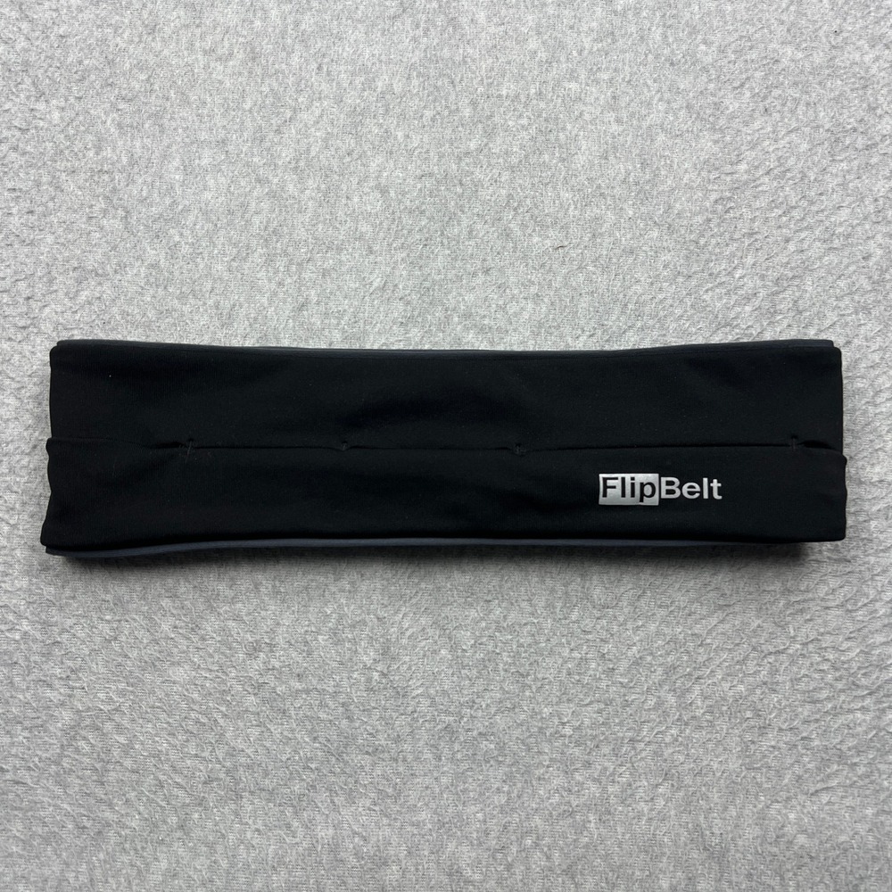 FlipBelt Running Belt Small Black Classic Reflective Logo Key Hook Runner Bag